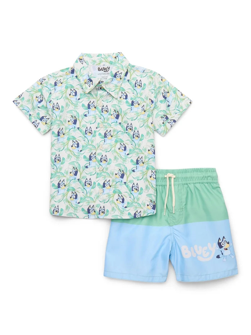 Character Toddler Boy Resort Shirt and Swim Trunk Set, 2-Piece, Sizes 12M - 5T | Walmart (US)