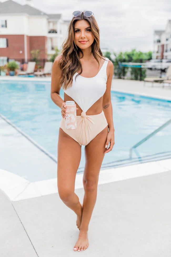 Sunrise And Shine Tan Colorblock One Piece Swimsuit FINAL SALE | The Pink Lily Boutique