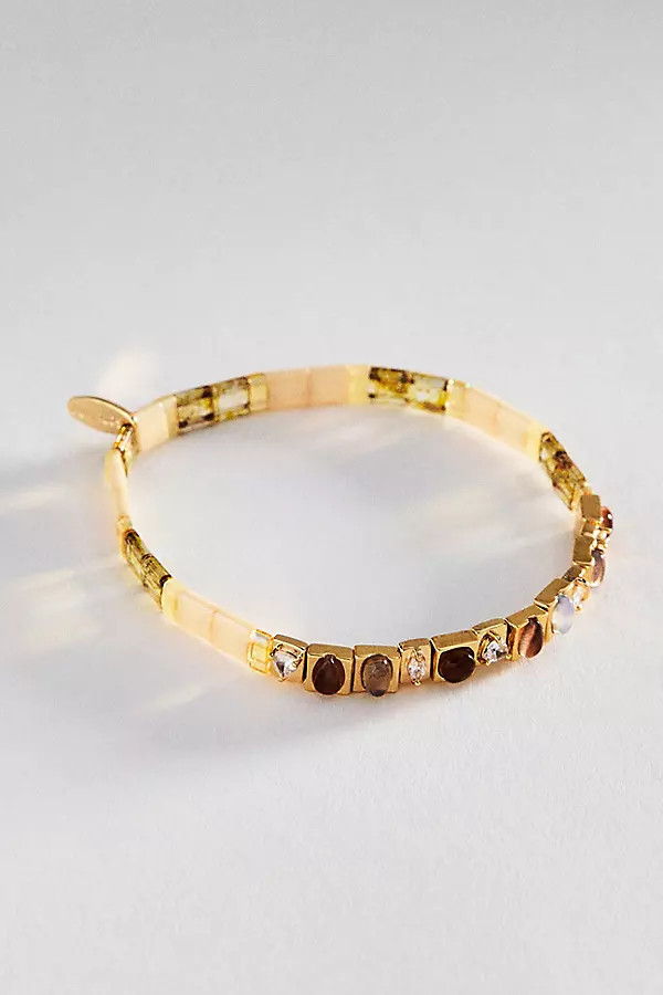 Colorful Beaded Chicklet Stretch Bracelet | Anthropologie (US)