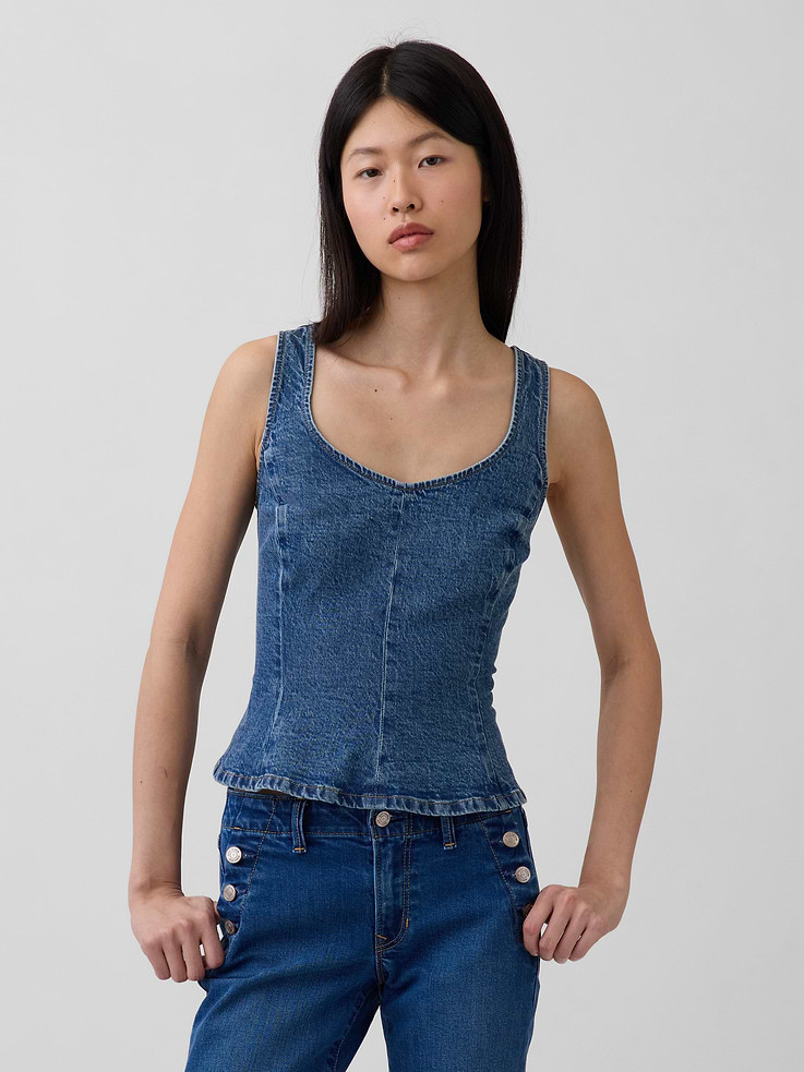 Denim Fitted Peplum Top | Gap (US)