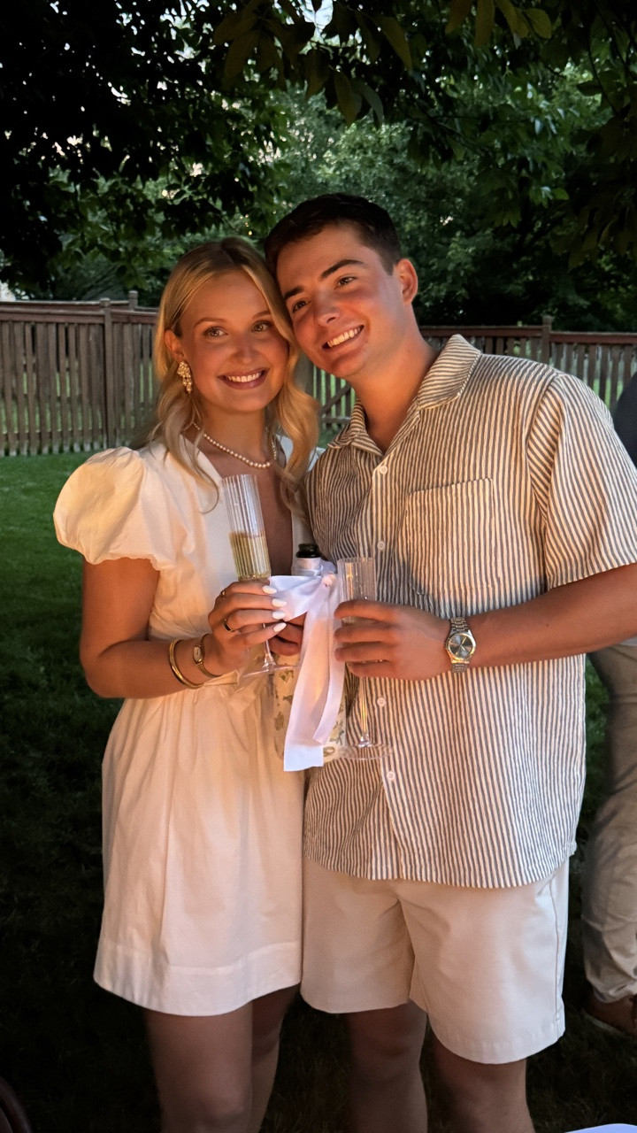 Cheers to the cutest couple! We had an amazing time celebrating with their closest friends and family! 

We love LOVE 🩵🤍
#middleschoolsweethearts❤️ #engagement💍 #backyardparty #motherofthegroom