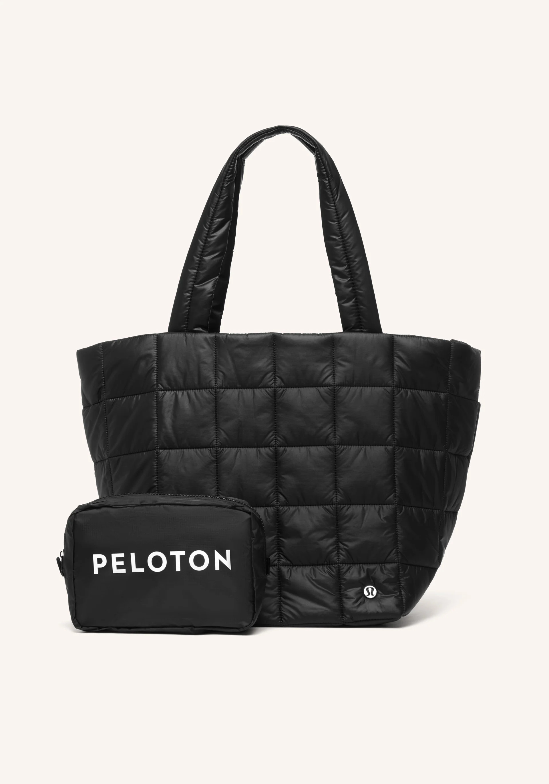 Peloton X Lululemon Women's Quilted Grid Tote Bag 26l in Black | Peloton Apparel