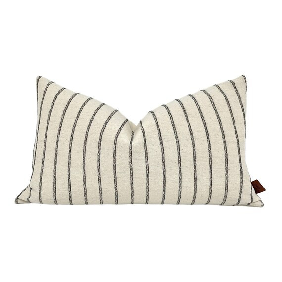 KAYCIE || Cream with Black Stripes Pillow Cover, Woven Chiang Mia Pillow Cover, Earthy  Neutral M... | Etsy (US)