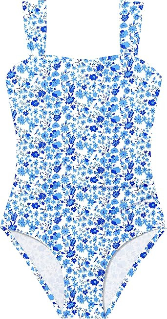 CRISONE Girl Swimsuit One Piece Bathing Suit for Girls Retro Square Neck Adjustable Straps Girls'... | Amazon (US)
