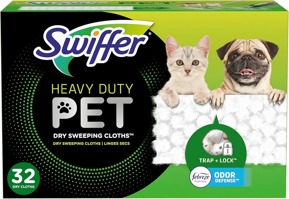 Swiffer Sweeper Pet, Heavy Duty Dry Sweeping Cloth Refills with Febreze Odor Defense, Floor Clean... | Amazon (US)