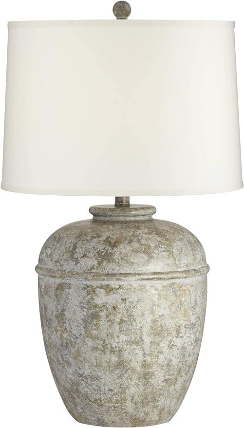 Otero Rustic Southwestern Style Table Lamp 27" Tall Gray Faux Mottled Stone Jug Cream Linen Drum ... | Amazon (US)