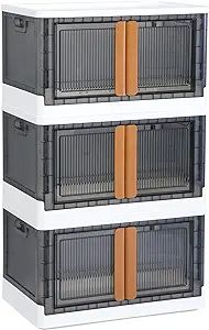 Storage Bins with Lids - Collapsible Storage Bins, Clear Black Wardrobe Closet Organizer, 19 Gal ... | Amazon (US)