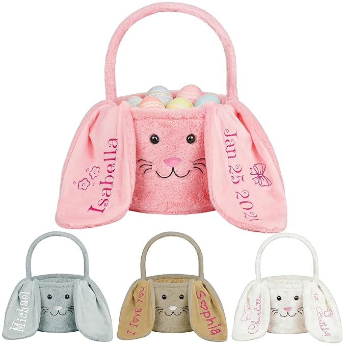 Personalized Easter Baskets for Kids, Custom Embroidered Bunny Basket with Name Boys & Girls Spri... | Amazon (US)