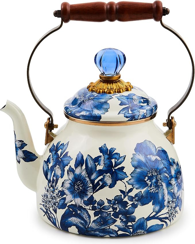 MACKENZIE-CHILDS 2-Quart Enamel Tea Kettle, Cute Tea Kettle for Stovetop, Royal English Garden | Amazon (US)