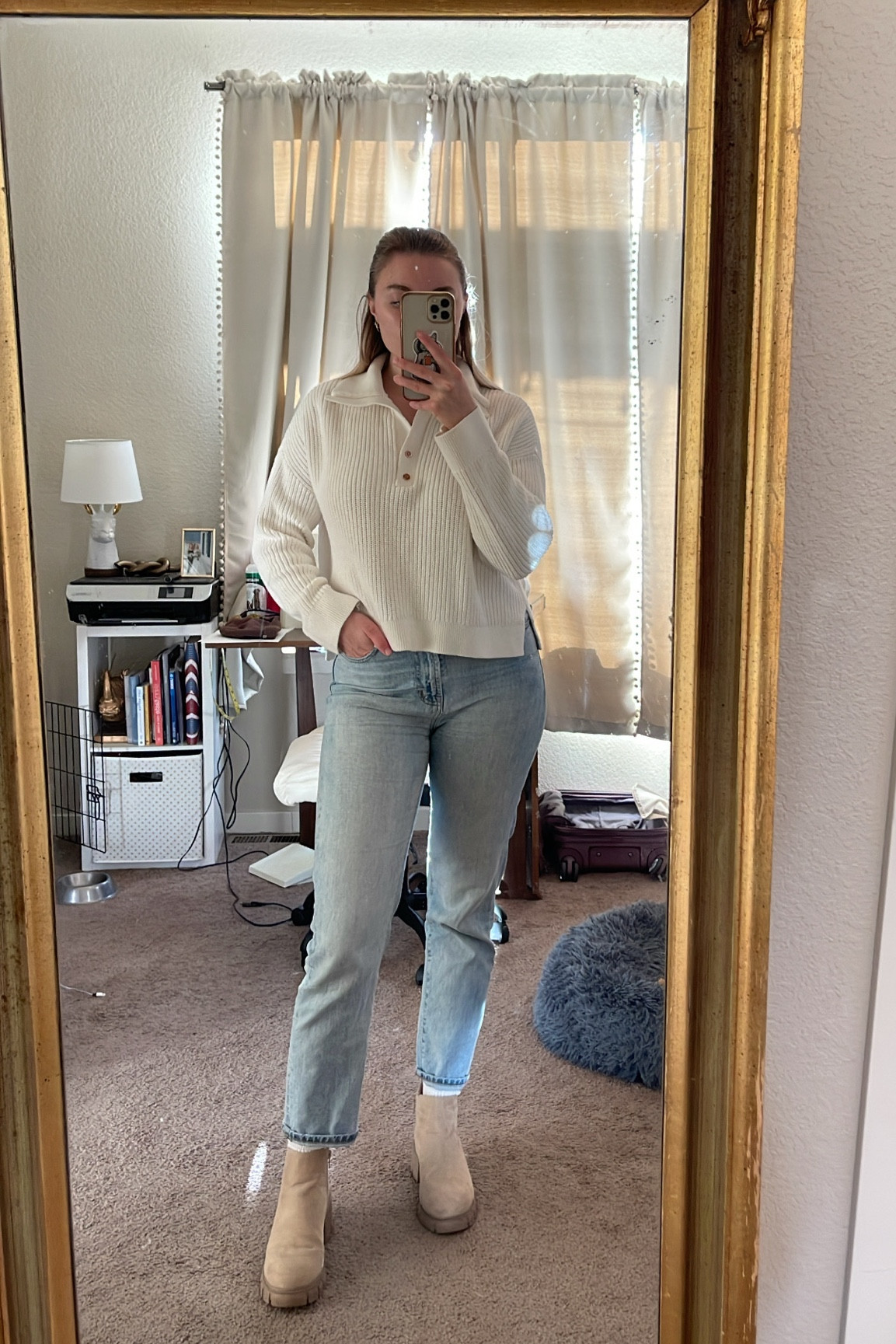 Casual work outfit today! Getting warmer in Denver but not quite warm enough for me to wear short sleeves and show some skin. 

Thrifted this Abercrombie top from Curtsy and I love it!! First time wearing it. I linked a similar version they have online right now and also linked some similar styles I found on Poshmark! If you want to do you’re own poshmark/Mercari search the top is called a notch top sweater 🤓

#LTKworkwear