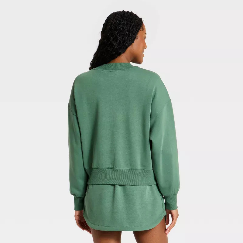 Women's Airy Sleek Pique Crewneck Sweatshirt - All In Motion™ Black M | Target