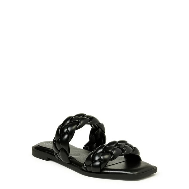 Time and Tru Women's Braided Two Band Sandals - Walmart.com | Walmart (US)
