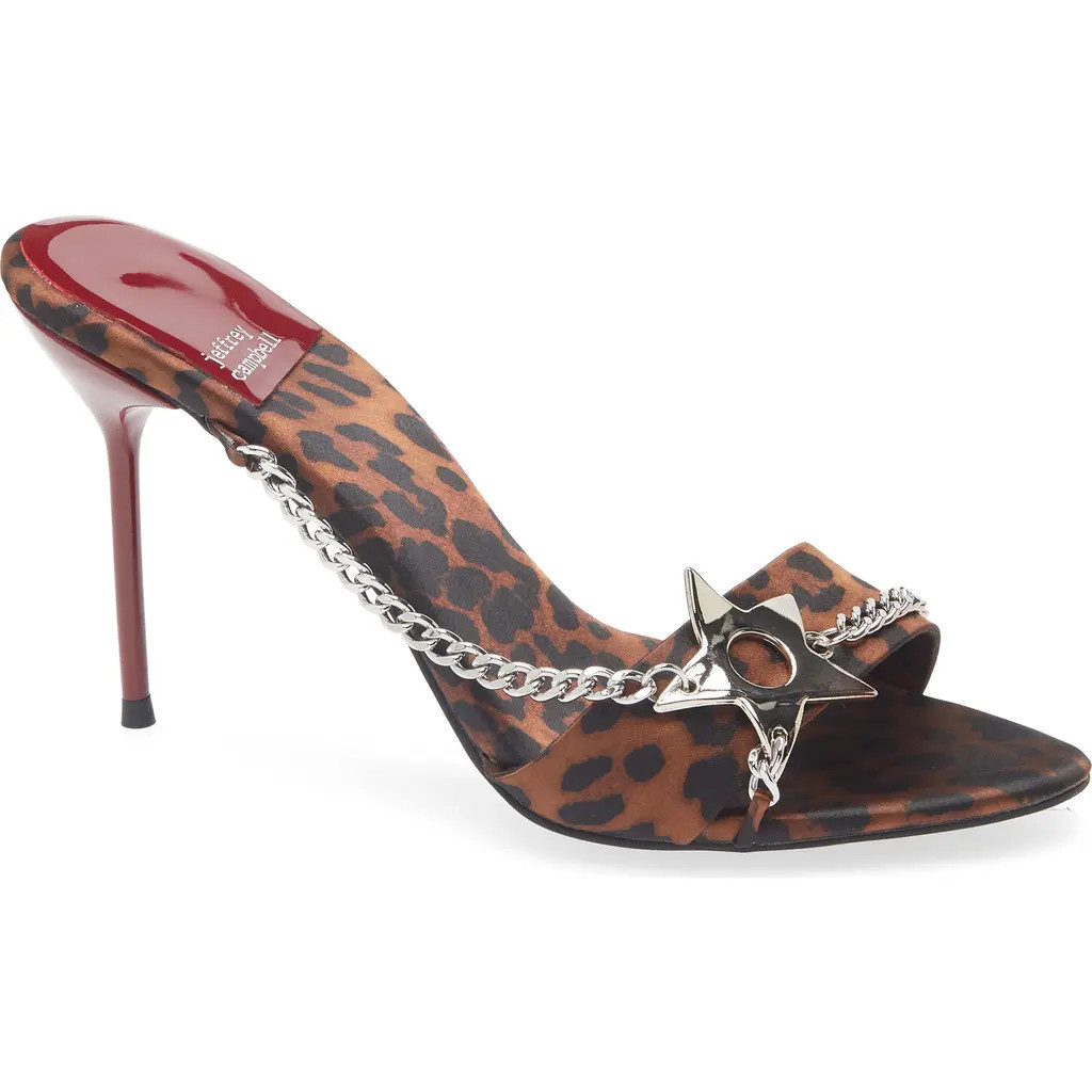 Jeffrey Campbell Soire Cheetah Print Sandal in Tan Cheetah Satin Silver at Nordstrom, Size 6 | Nordstrom