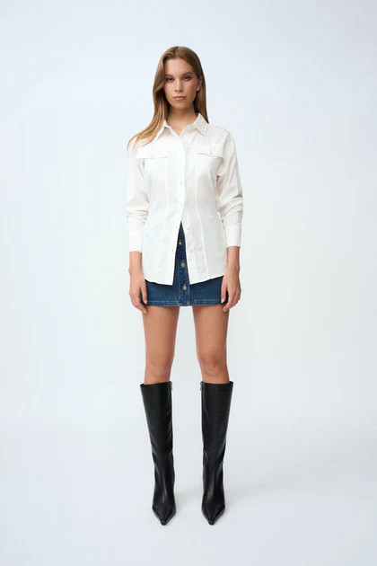 Liona Lace Up Shirt - Ivory | By Johnny