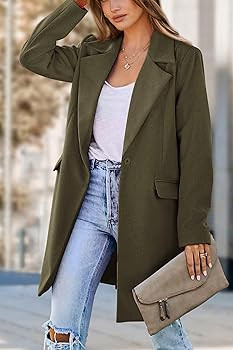 PRETTYGARDEN Women's 2025 Spring Fall Long Blazer Jackets Long Sleeve Lapel Pockets Loose Fit Wor... | Amazon (US)