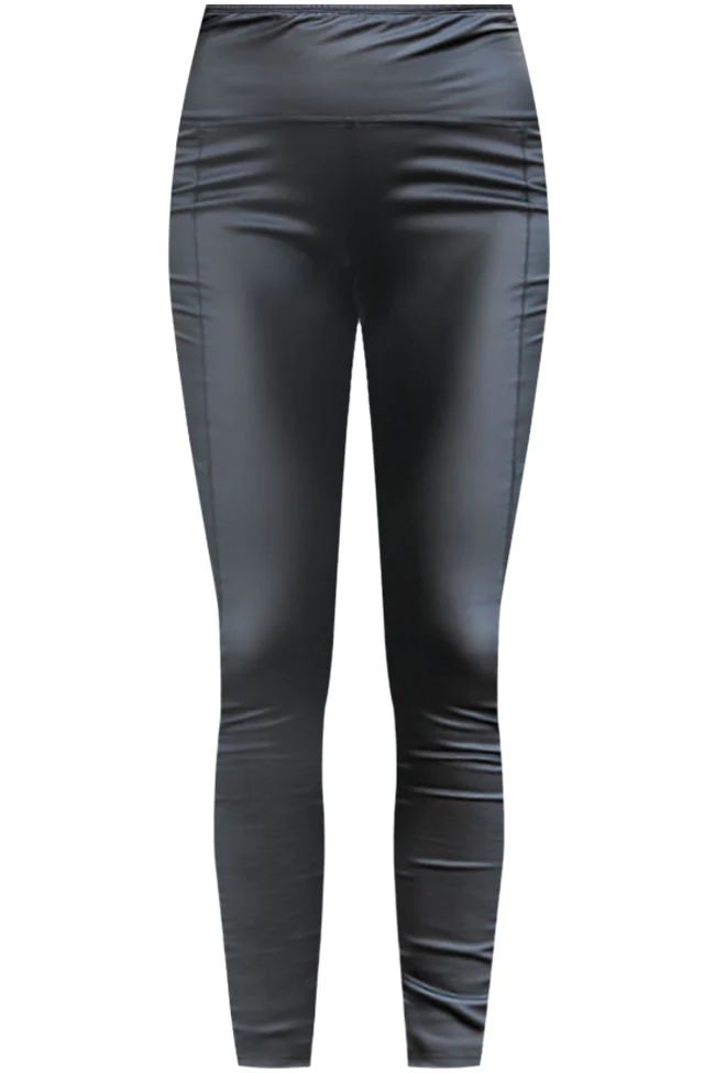 Kind Gesture Black Front Seam Faux Leather Leggings | Pink Lily