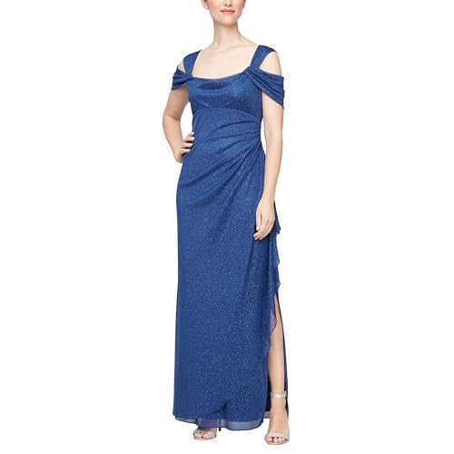 Alex Evenings Women's Long Cold Shoulder Dress, Mother of The Bride, Formal Events, Electric Blue, 16 | Amazon (US)