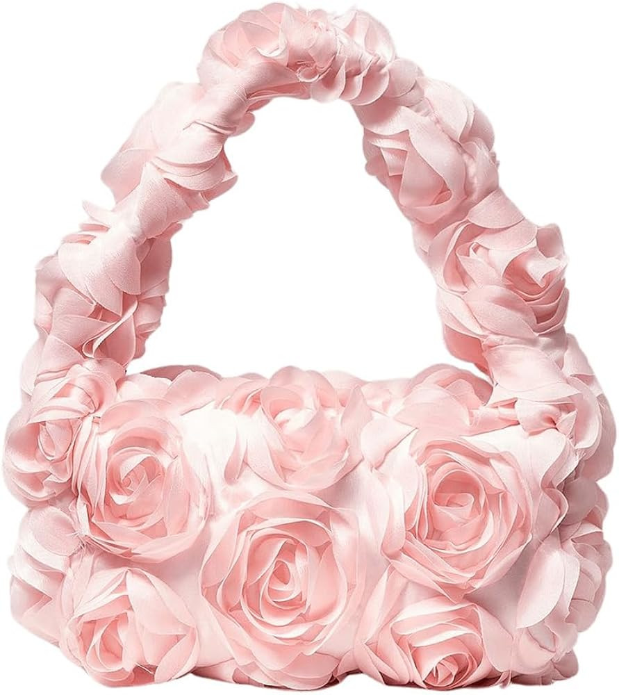 Verdusa Women's 3D Flower Clutch Handbags Rose Evening Purse Top Handle Bags | Amazon (US)