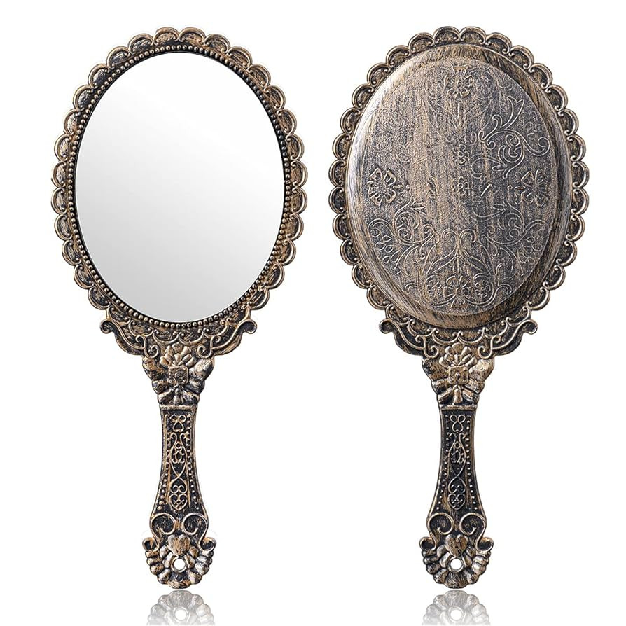 2Pcs Vintage Handheld Mirror,Decorative Mirrors for Face Makeup Cosmetic Mirror Hand Held Travel ... | Amazon (US)
