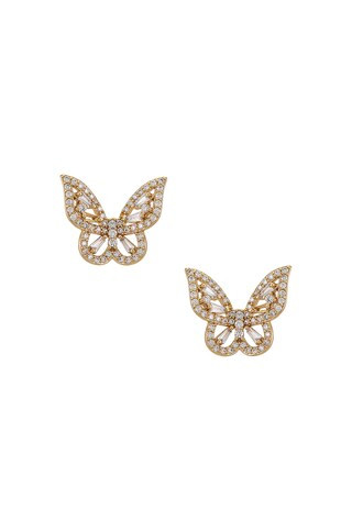 BRACHA Iced Out Butterfly Earrings in Gold from Revolve.com | Revolve Clothing (Global)