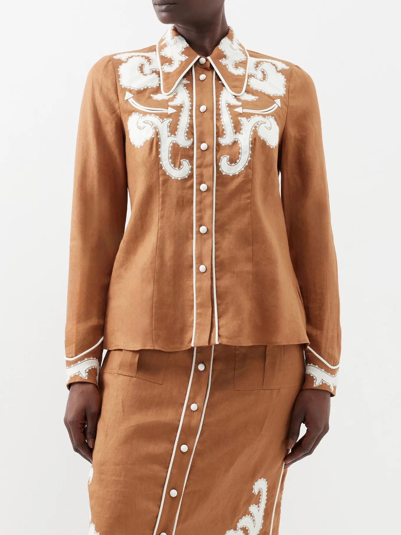 Ruby appliqué-linen shirt | Matches (US)