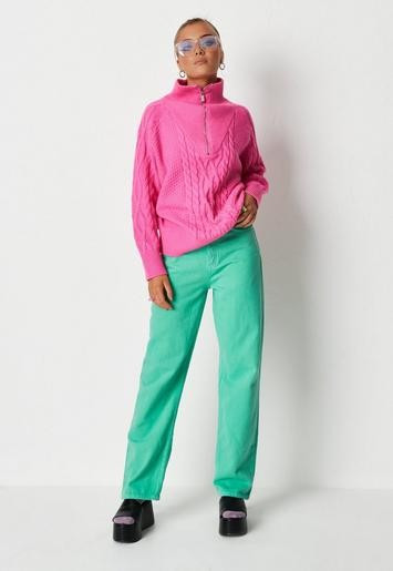 Green Loose Straight Jeans | Missguided (UK & IE)