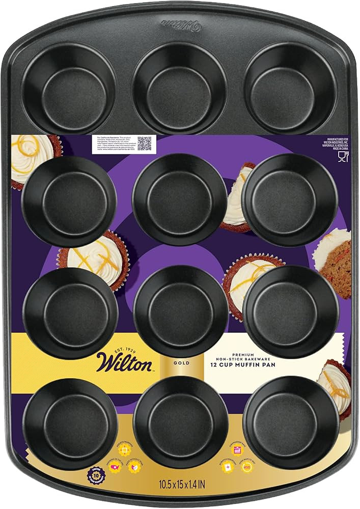 Wilton Gold Premium Non-Stick Warp-Resistant Bakeware, Made without PFAs, Muffin Pan, 12-cup, 10.... | Amazon (US)