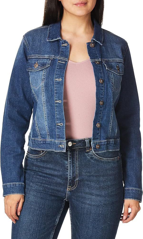 Jessica Simpson Womens Juniors Pixie Light Wash Front Pocket Denim Jacket | Amazon (US)