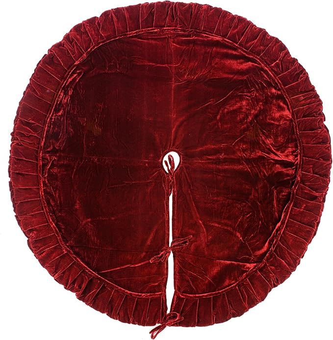 Vickerman 60" Plush Wine Velvet Christmas Tree Skirt - Self Cord Detail - Fully Lined - Tie Closu... | Amazon (US)