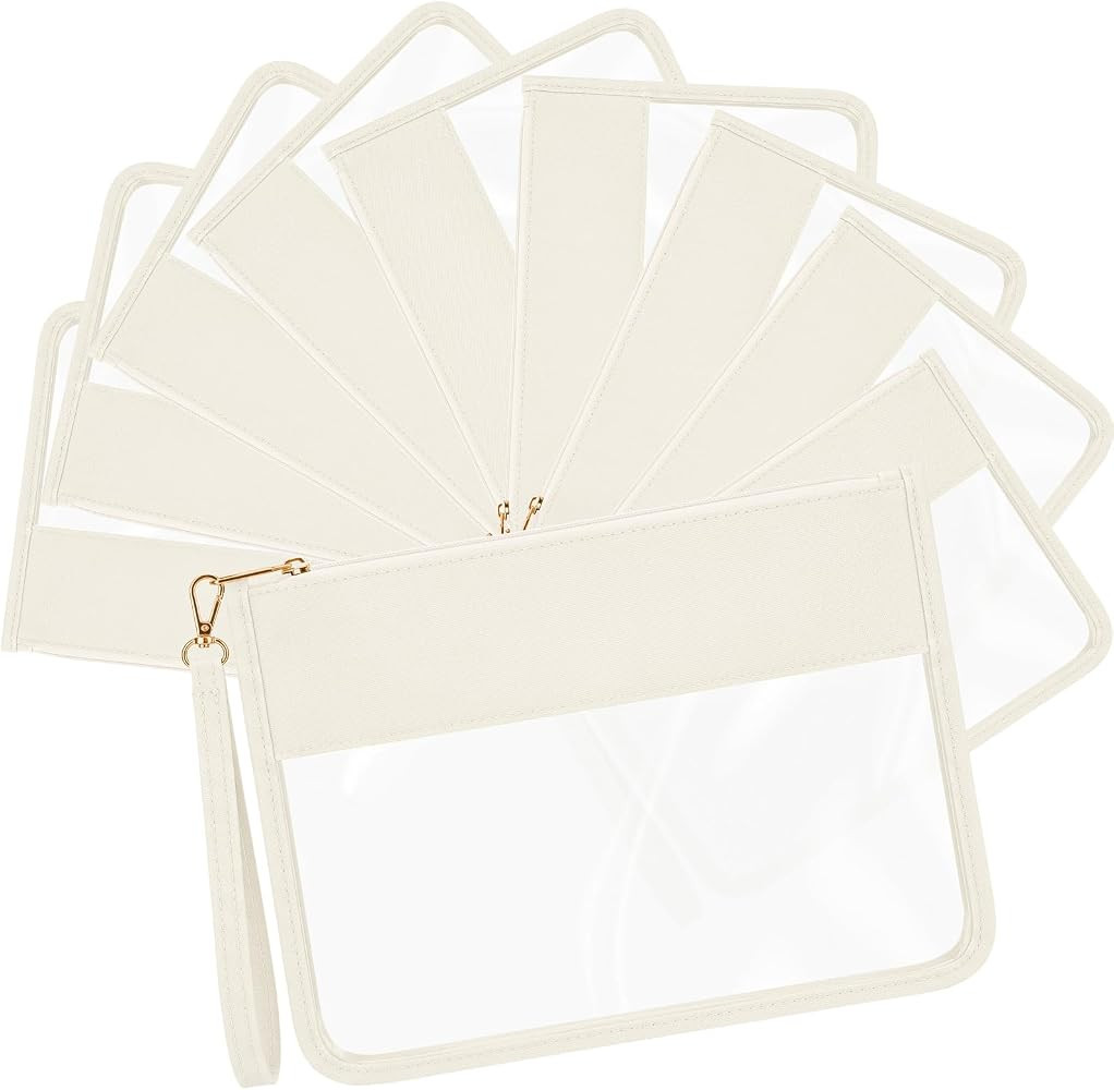 Clear Zipper Pouch Set of 10, Waterproof Nylon Flat Cosmetic Pouches for Women & Girls, Transpare... | Amazon (US)