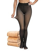 CHRLEISURE Women's Fleece Lined Tights - Fake Sheer Warm Pantyhose Thick Winter Leggings | Amazon (US)