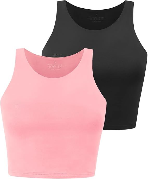 Yeawinta Workout Crop Tops for Women Cropped Racerback Halter Neck Shirts Sleeveless Yoga Tops Pa... | Amazon (US)