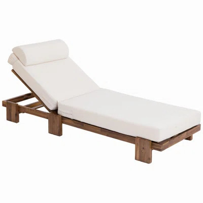 78.8'' Outdoor Acacia Wood Patio Chaise Lounge Chair | Wayfair North America