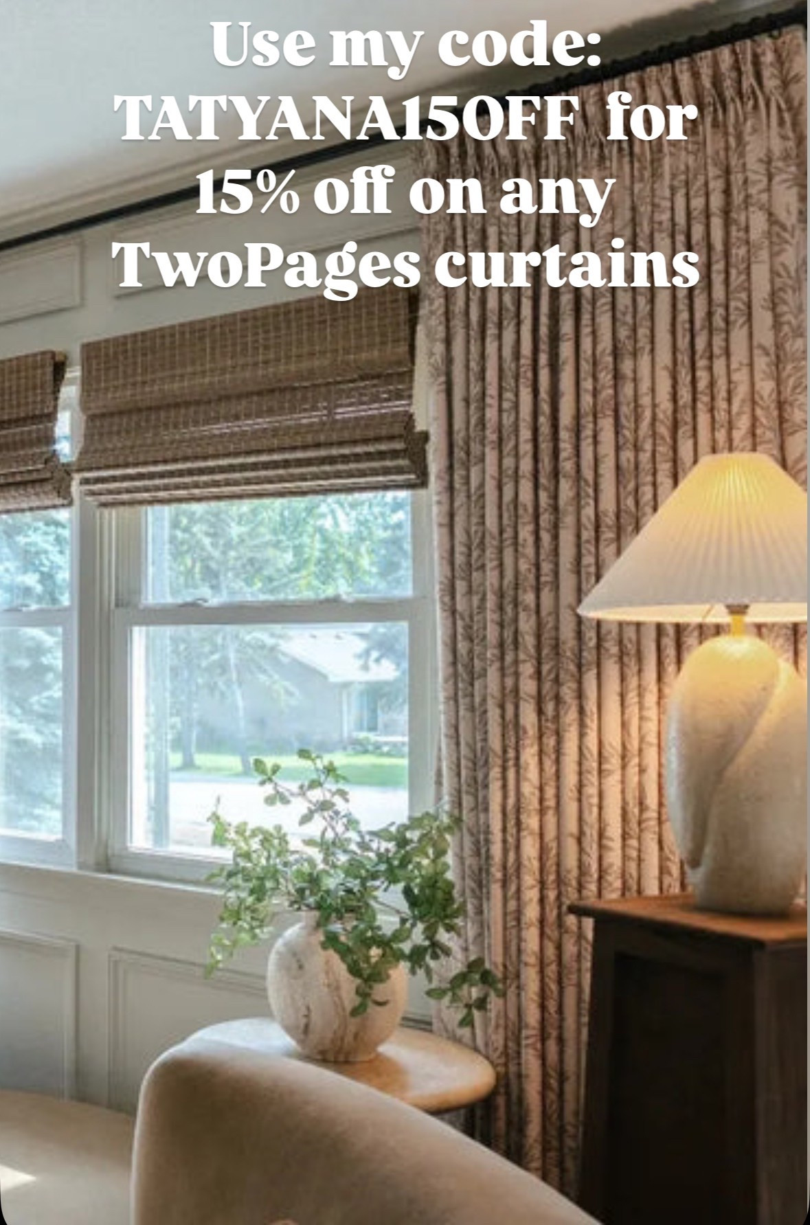 Use my twopages code discount on your curtains 

#LTKHome