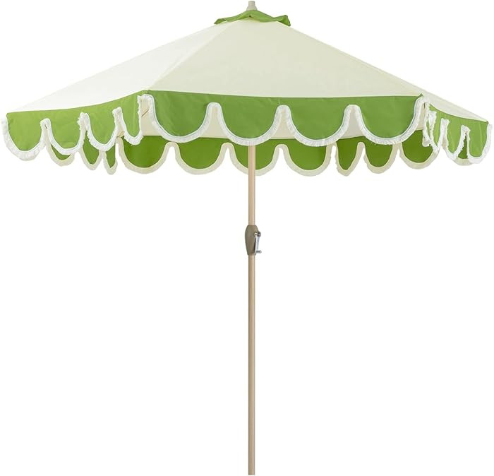 Tempera 9ft Scalloped Patio Umbrellas with Fringe, Market Umbrellas with Water-Resistant and Fade... | Amazon (US)