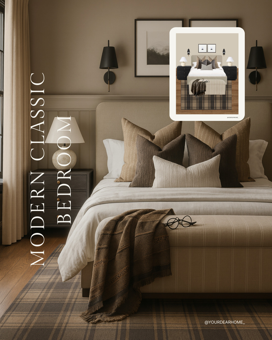 SW Mushroom is such a beautiful muddy beige color, I had to curate a masculine bedroom around it. The rich plaid rug is a beautiful anchor in this space that takes this bedroom vibe up a notch! 

 #LTKHome