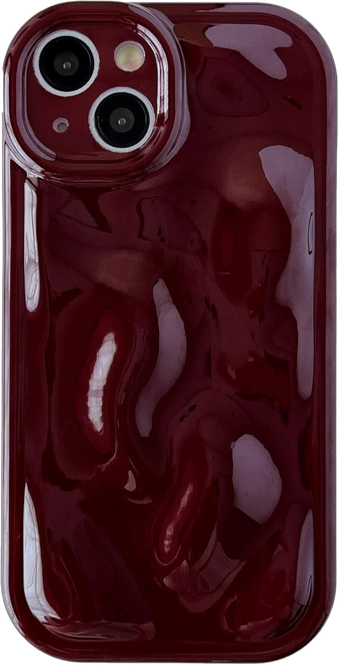 Caseative Cute Water Ripple Shape Camera Lens Protection Soft Compatible with iPhone Case (WineRe... | Amazon (US)