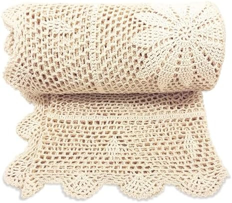 Zenviro Boho Throw Blanket, 50"x60", 100% Handmade Crochet Throw Blankets,100% Cotton Beige Throw... | Amazon (CA)