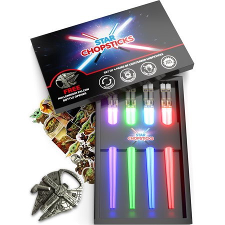 STAR CHOPSTICKS WITH FREE BOTTLE OPENER & STICKERS 4 PAIRS DARK BOX Lightsaber Chopsticks Star Wars  | Walmart (US)