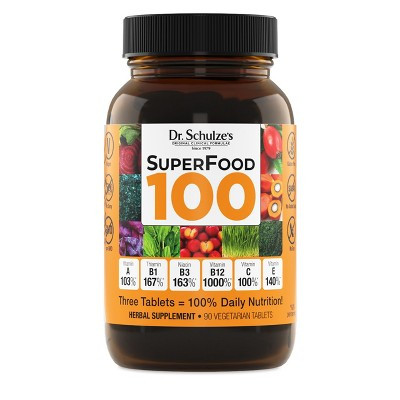 Dr. Schulze's SuperFood 100, Cellular & Energy Support, Travel-Friendly, Complete Nutrition, Quick Absorption, 90 Count (30 Servings) | Target