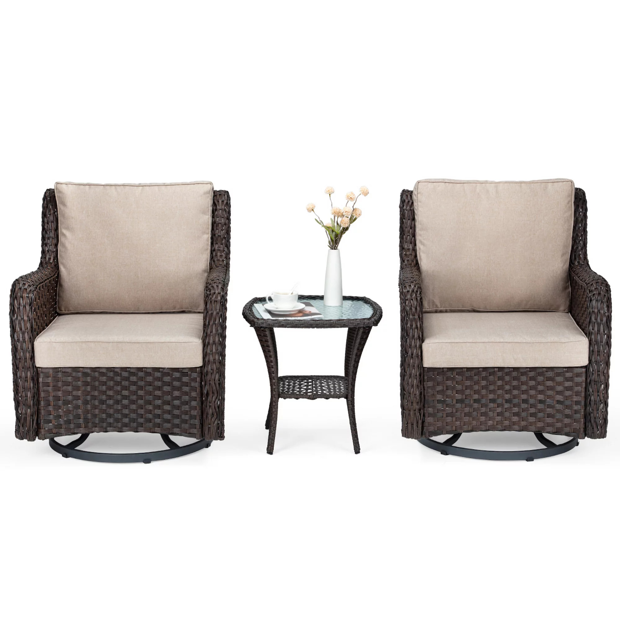 Outdoor 360° Swivel Rocker Patio Chairs Set of 2 and Matching End Table,  3 Pieces | Kohl's