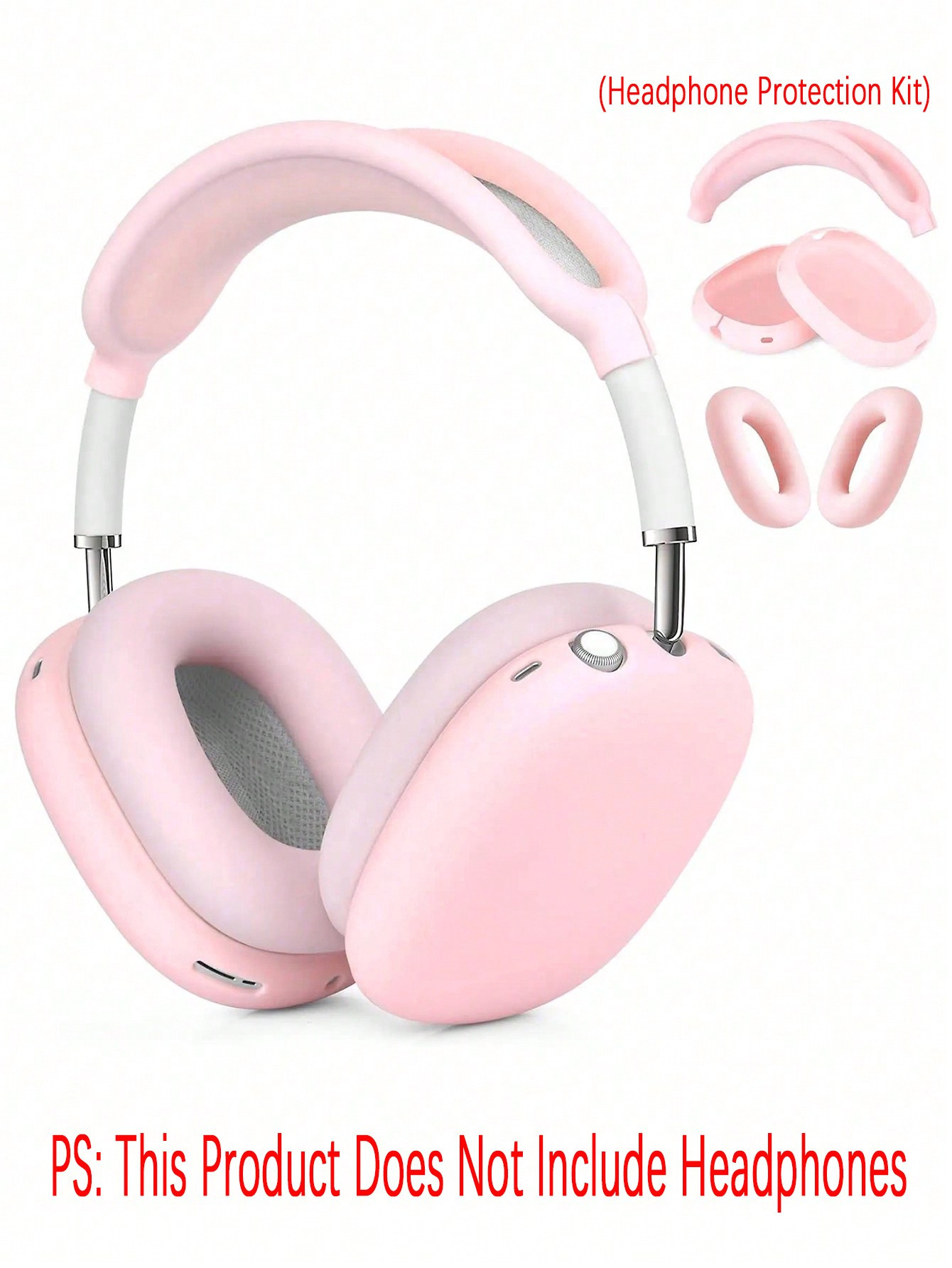 TrendsBaby Pink 3pcs Silicone Case Set Compatible With Apple Airpods Max Headphones, Solid Color ... | SHEIN