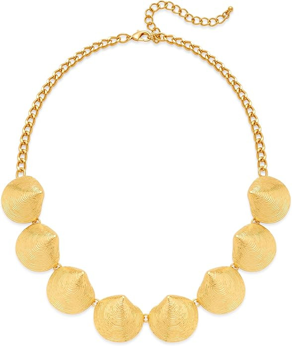 YUJIE Gold Plated Seashell Choker Necklace for Women Exaggerated Statement Chunky Ocean Shell Col... | Amazon (US)