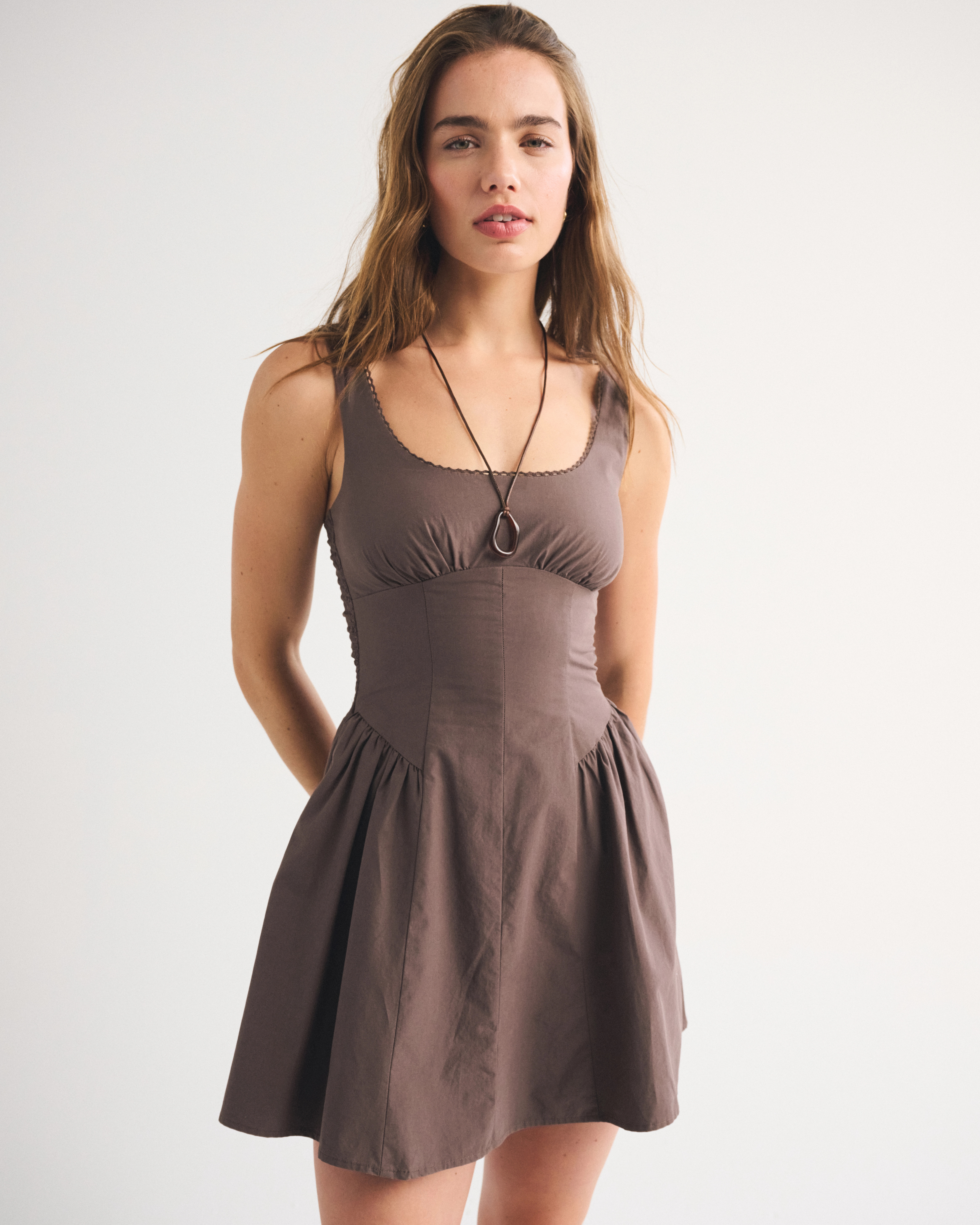 100% Cotton A&F Bra-Free Dylan Mini Dress | Abercrombie & Fitch (US)