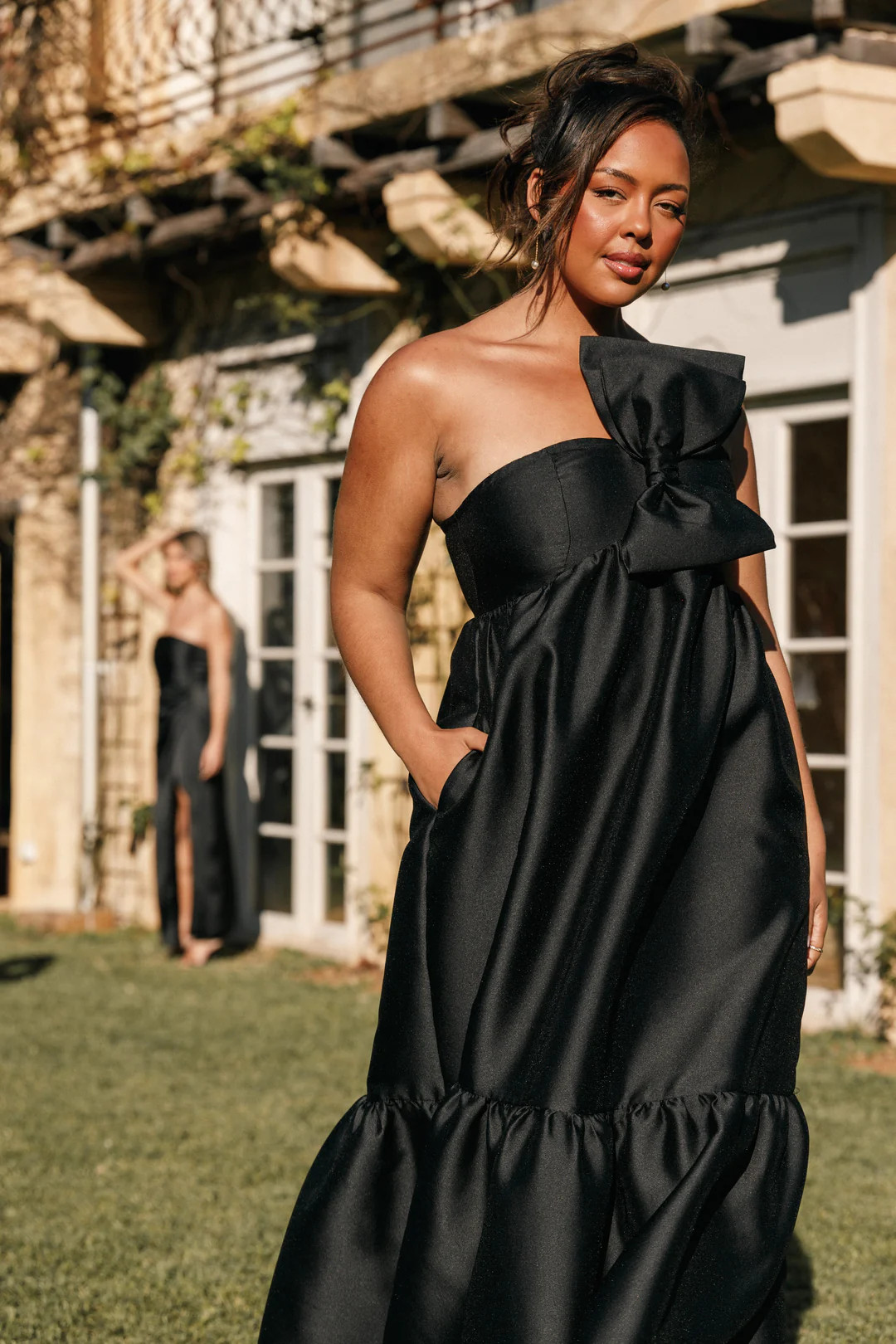 Betina Bow Front Maxi Dress - Black | Petal & Pup (US)