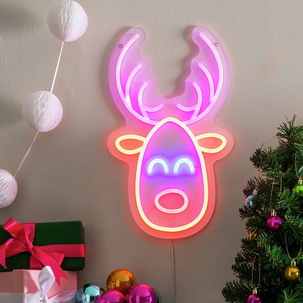 Buy Habitat Neon Effect Rudolf Reindeer Shaped Christmas Lights | Christmas lights | Habitat | Habitat UK