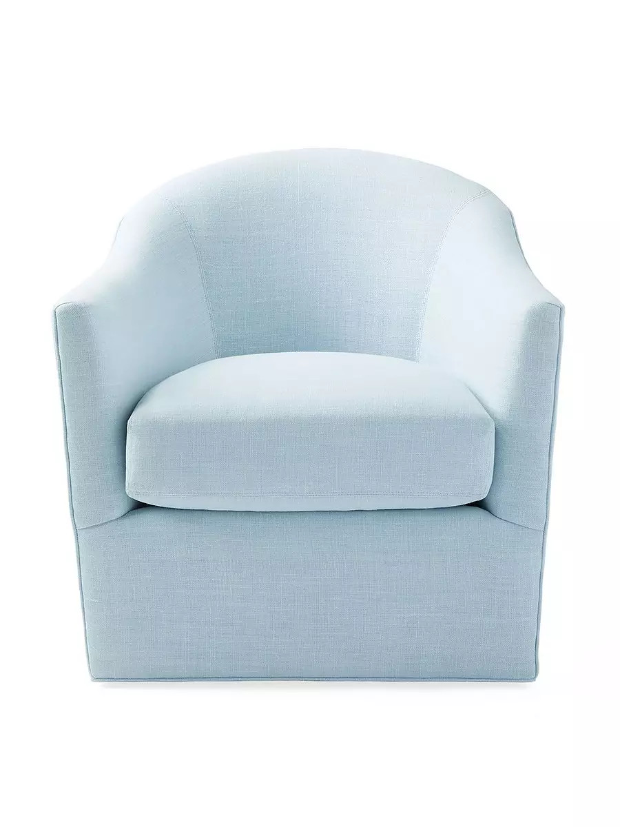 Provence Swivel Chair in Washed Linen Sky | Serena and Lily