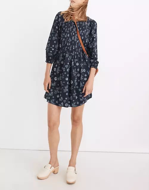 Pintuck Puff-Sleeve Mini Dress in Cottage Floral | Madewell