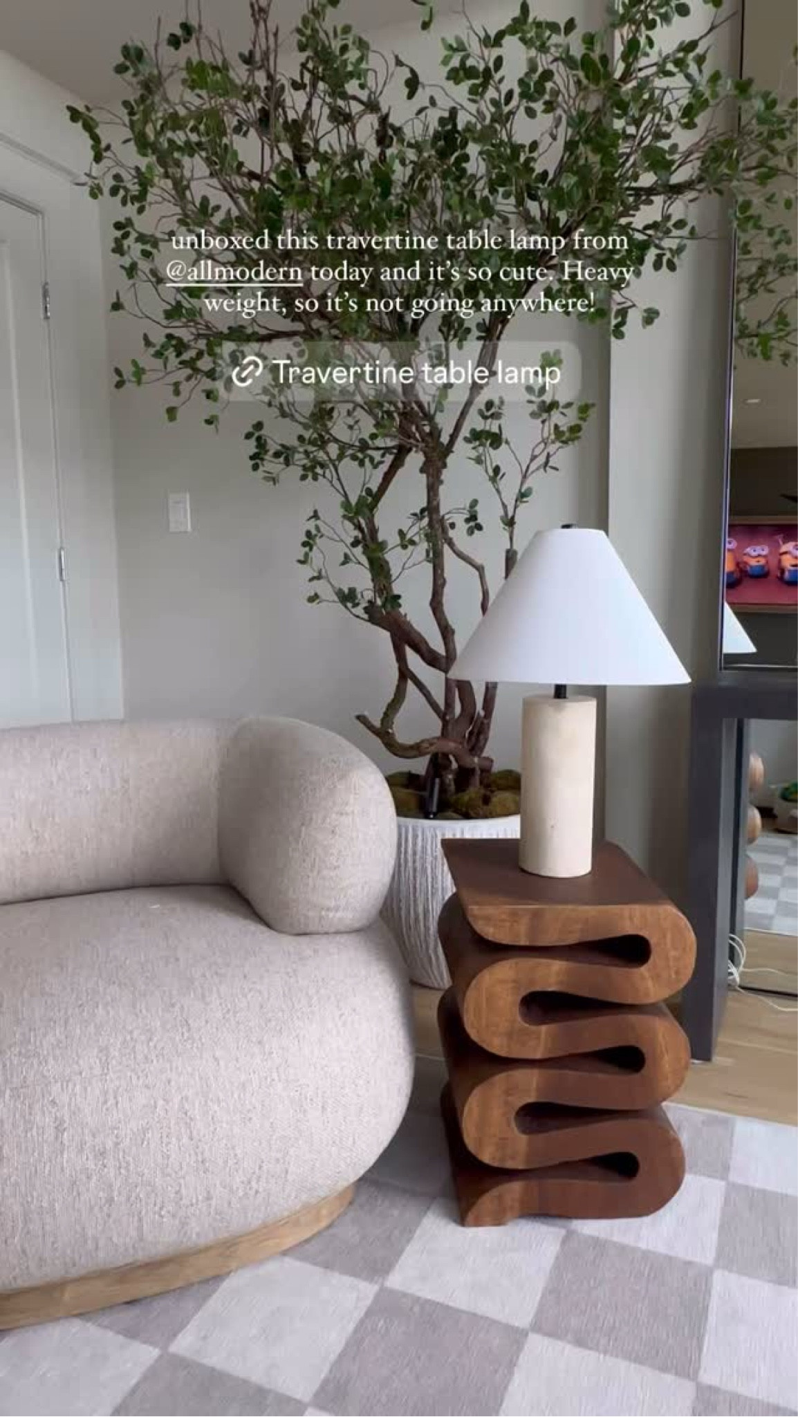 unboxed this travertine table lamp from @allmodern today and it’s so cute. Heavy weight, so it’s not going anywhere!