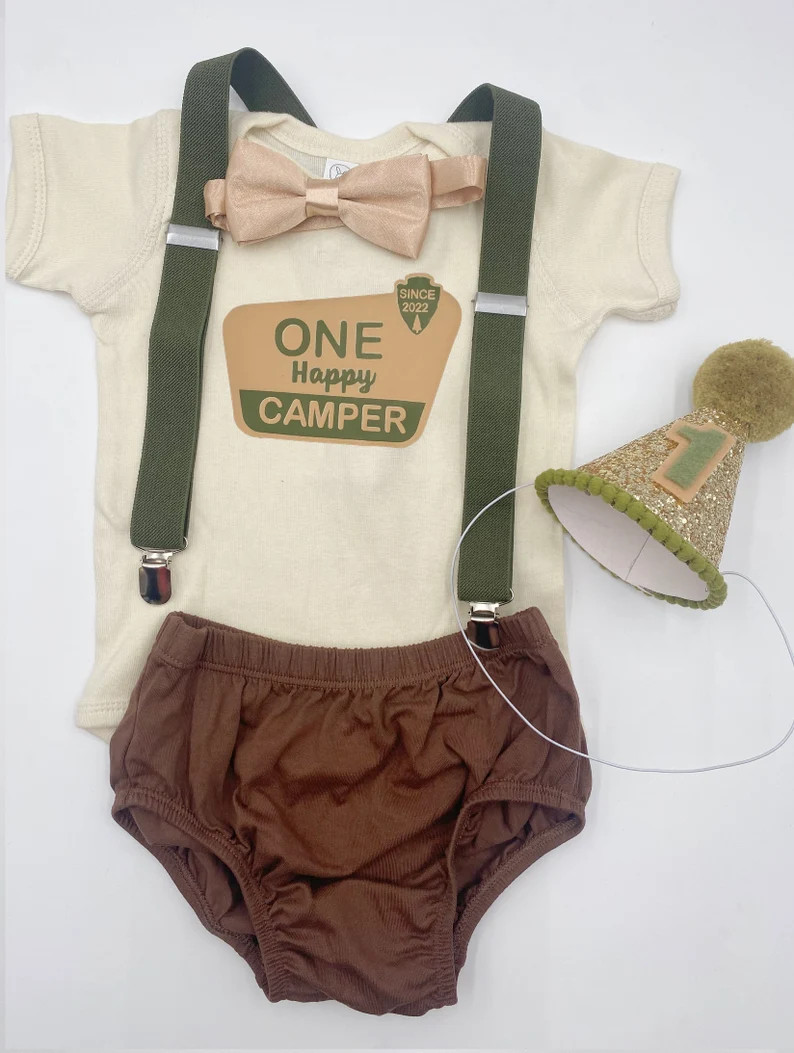 One Happy Camper First Birthday Baby Boy Wild One Theme Smash the Cake Outfit Boy Birthday Outfit... | Etsy (US)
